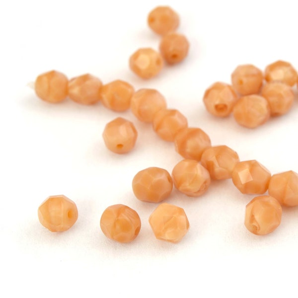 25 faceted caramel Bohemian beads 6mm