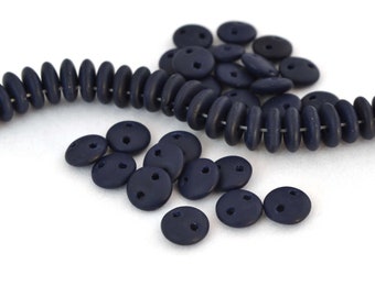 Mini sequins 6 mm 2 holes in navy blue glass