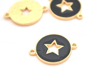 Black and gold star pendant 24x18 mm