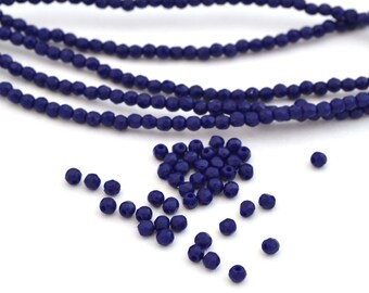 6 Perles De Verre De Bohême Anciennes Baroques 14mm Bleu Indigo - Lot Neuf