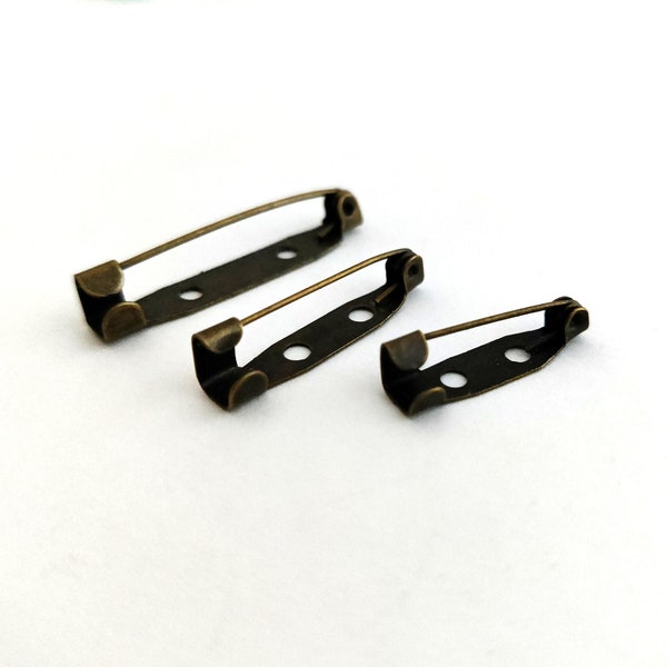 30 supports de broche épingles bronze 30mm, 25mm, 20mm