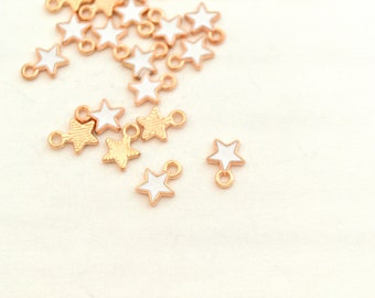 5 mini white and gold star charms 9x7 mm