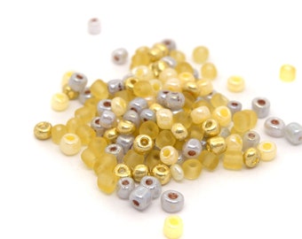 Large 6/0 yellow and gray glass seed beads 4mm