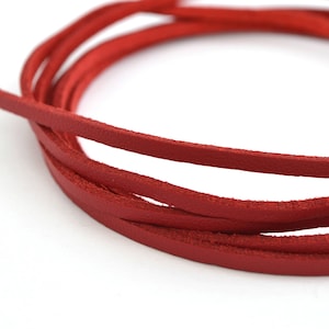 5m of flat red faux suede leather cord 3mm Christmas