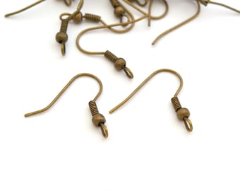 100 Bronze earring hooks 19x18mm