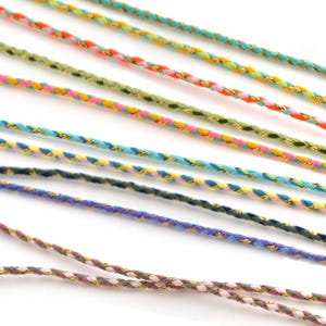 Round cord 1.5mm multi-colored braid gold / 3 meters