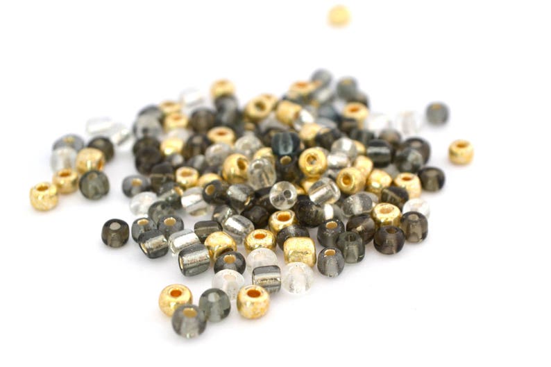 Large seed beads 6/0 golden gray glass 4mm / MPERRO034 image 1