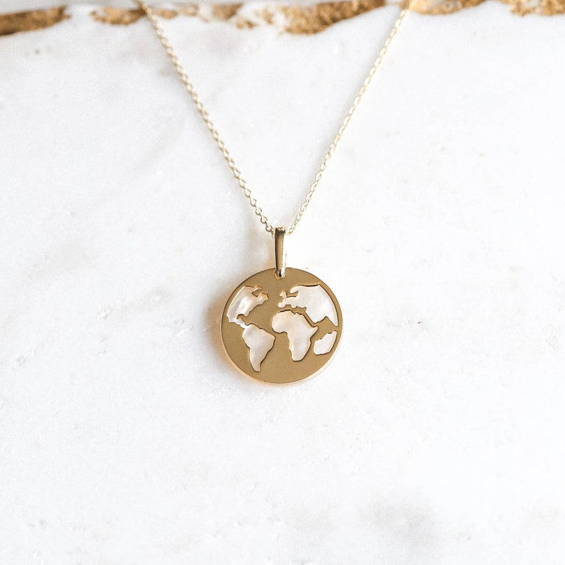 Delicate gold necklace Gift idea Gold Necklace Sale World necklace Planet necklace