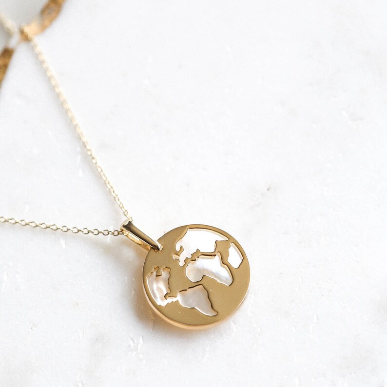 Delicate gold necklace Gift idea Gold Necklace Sale World necklace Planet necklace
