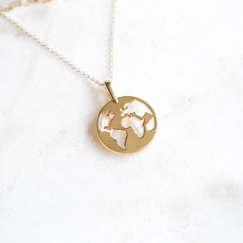 Delicate gold necklace Gift idea Gold Necklace Sale World necklace Planet necklace