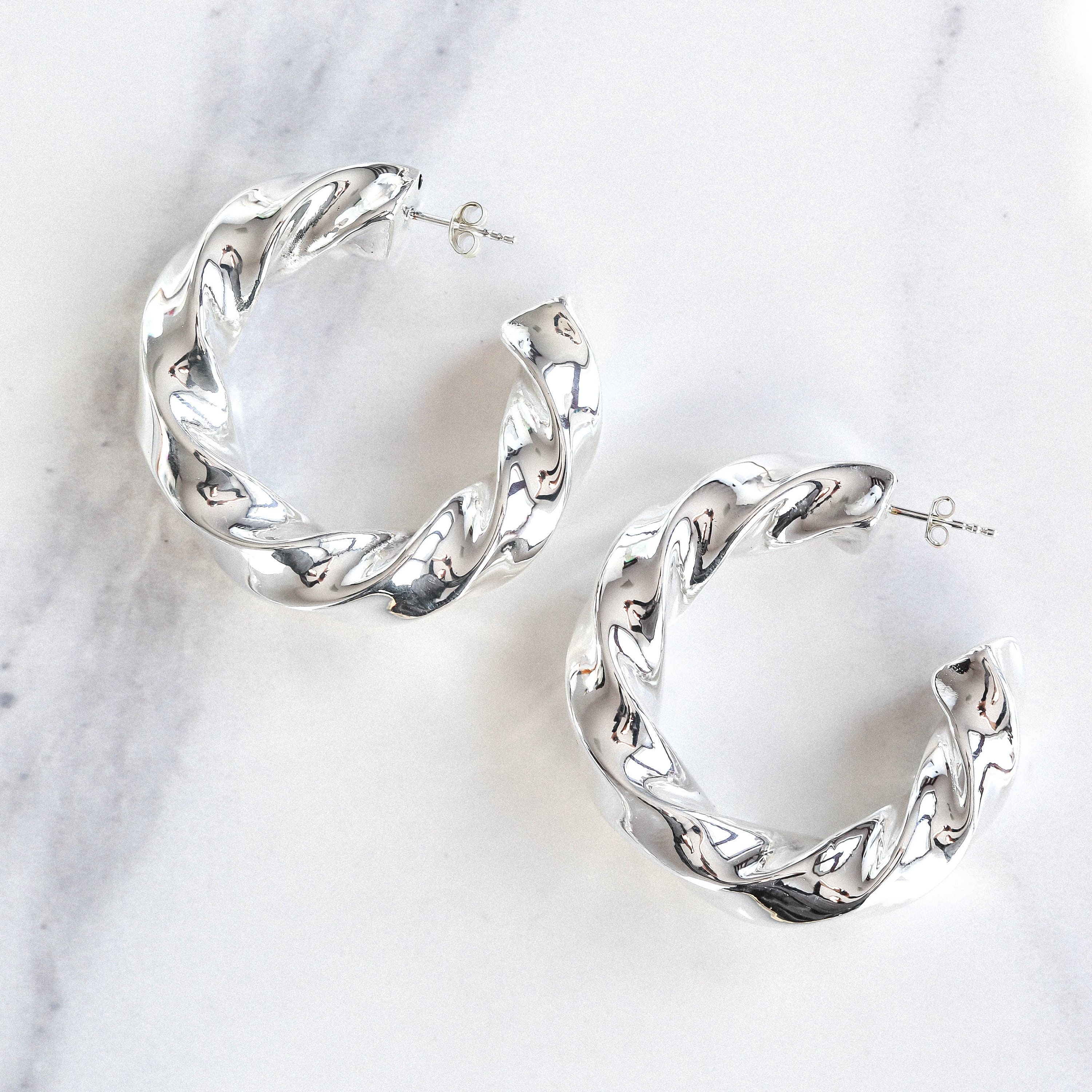 silver 50mm hoop earrings