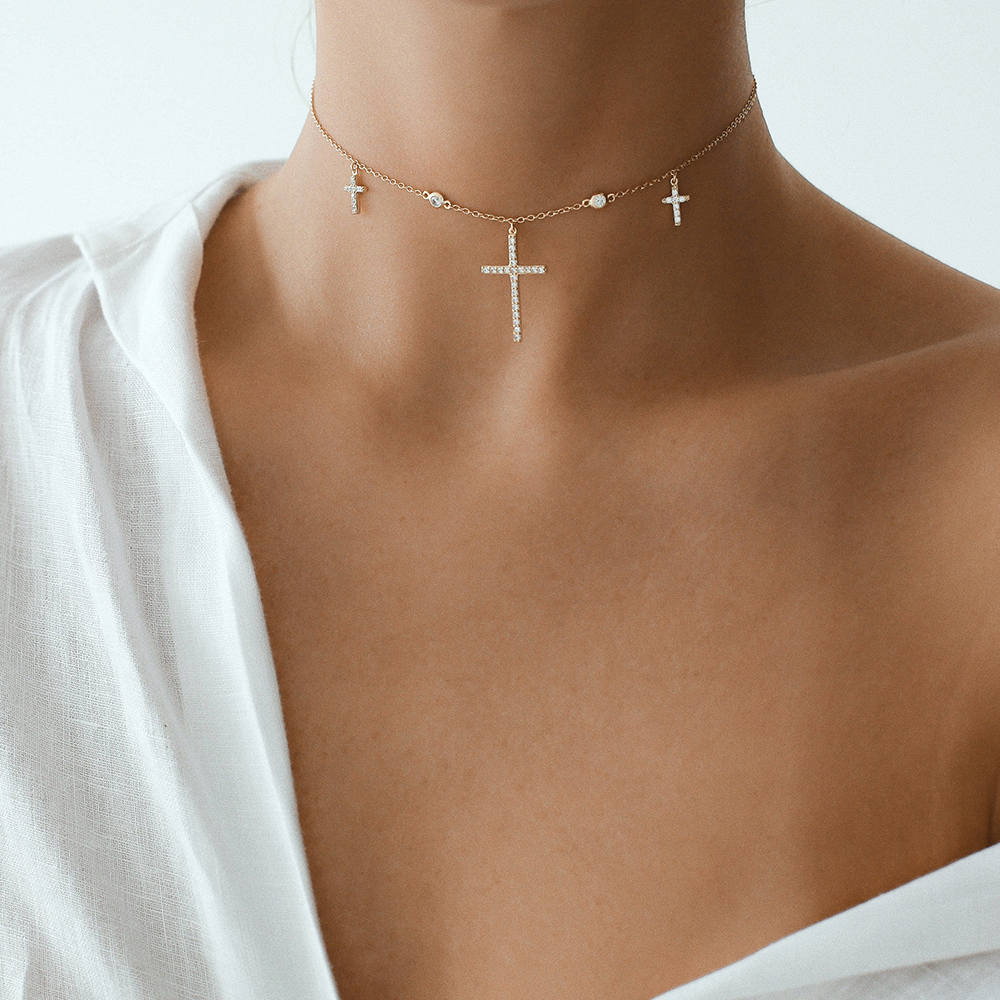 Croix en RAS de cou tour de cou or RAS de cou trois croix Etsy