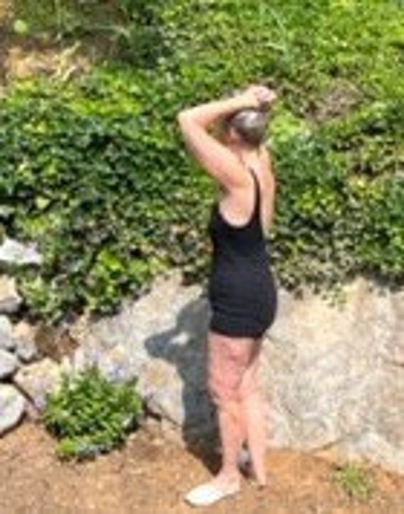 Vintage Bathing Suit. 1950s Black One Piece Swim Suit… Gem