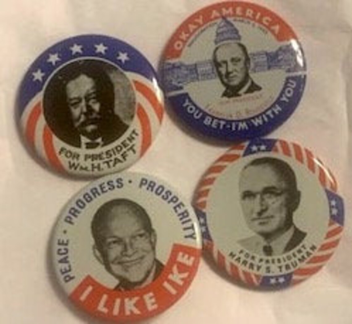 Vintage Political Buttons. Lot of Four Presidential Pinbacks Etsy