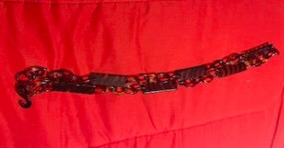Vintage Faux Tortoise Belt. 1970s Chain Style Wit… - image 7