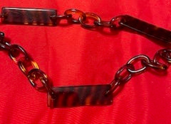 Vintage Faux Tortoise Belt. 1970s Chain Style Wit… - image 5