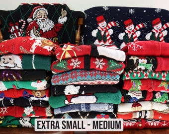 Vintage Christmas Sweaters  |  Adult Sizes EXTRA SMALL - MEDIUM  | 1980s, 1990s, 2000s  | See description for measurements and details