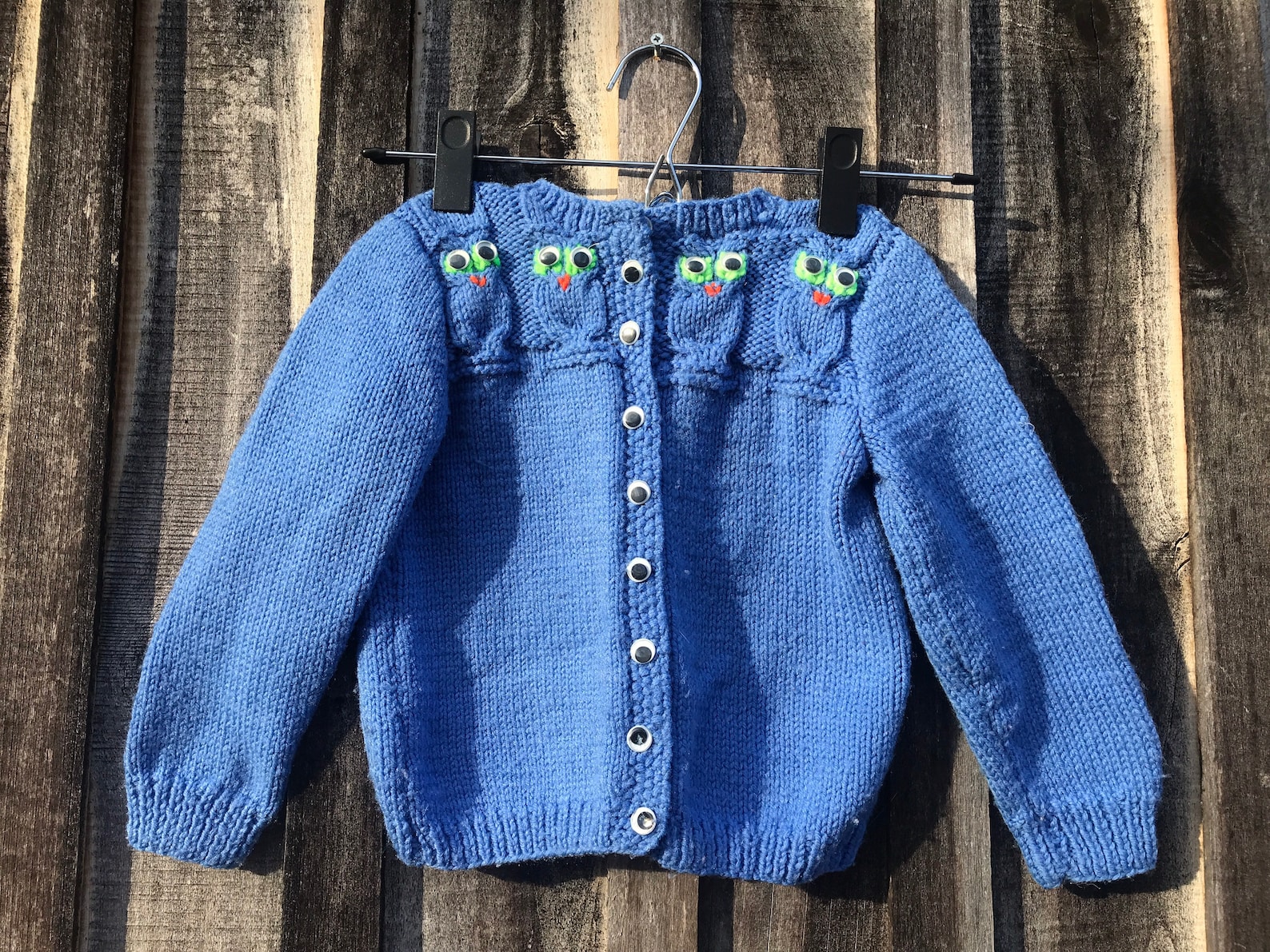 Kids owl sweater handmade knit sweater with buttons Etsy