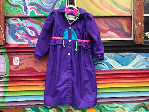 Vintage children’s neon color block trench coat -