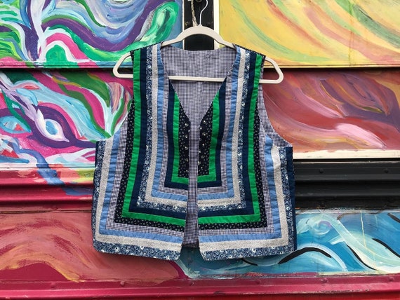 Vintage handmade quilted cotton vest - medium