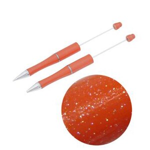 Customizable 15 cm Ballpoint Pen Metal and Synthetic Material for Beads Brun Orange