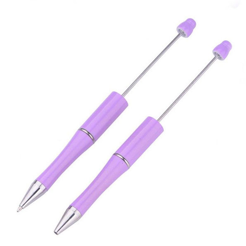 Customizable 15 cm Ballpoint Pen Metal and Synthetic Material for Beads Lilas