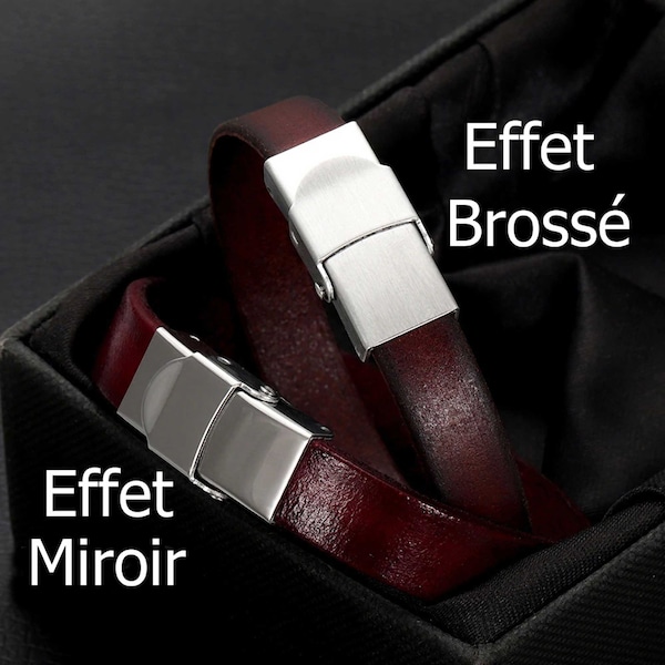 Fermoir clip griffe pour cuir du 05 au 14 mm de large effet Brossé