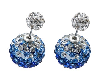 Boucle D'Oreille Puce Double Face 10 mm Et Poussoir perle de 16 mm