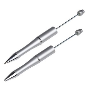 Customizable 15 cm Ballpoint Pen Metal and Synthetic Material for Beads Argent Gris