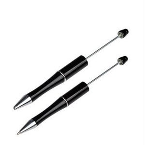 Customizable 15 cm Ballpoint Pen Metal and Synthetic Material for Beads Noir