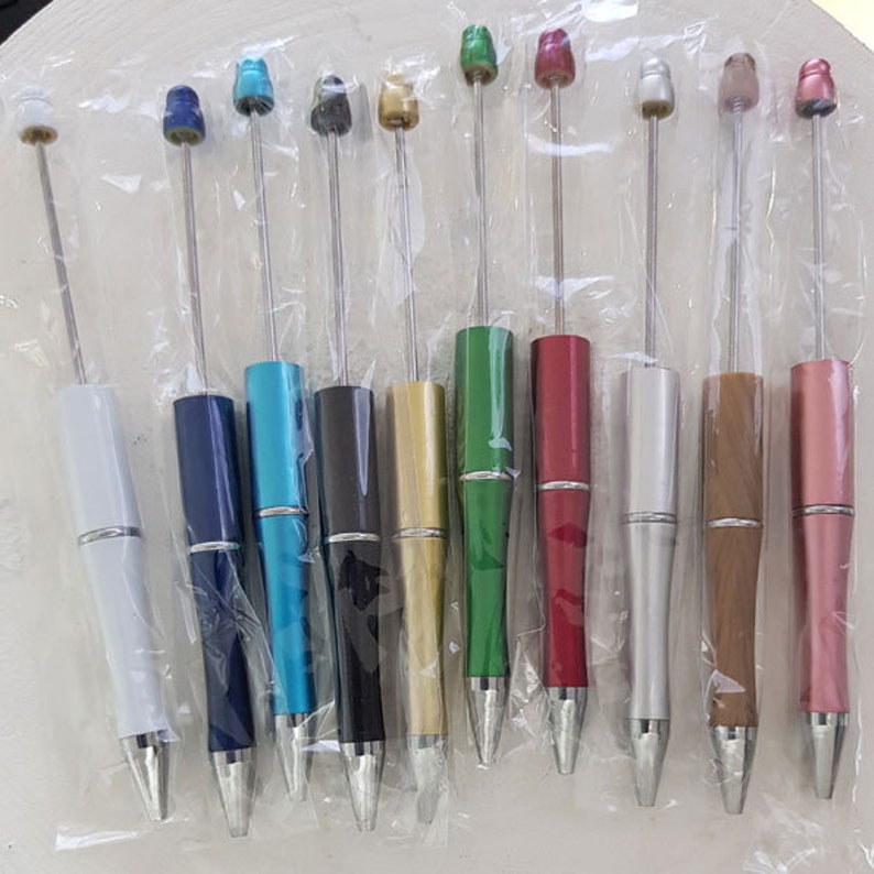 Customizable 15 cm Ballpoint Pen Metal and Synthetic Material for Beads image 1