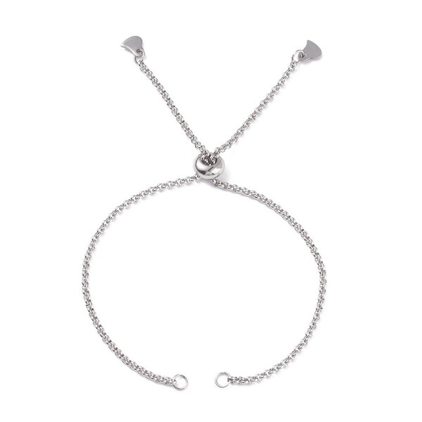 Bracelet Coulissant Acier Inoxydable Chaine Argent ou Doré