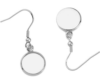 Support cabochon boucle d'oreille N 06 Argent Vieilli