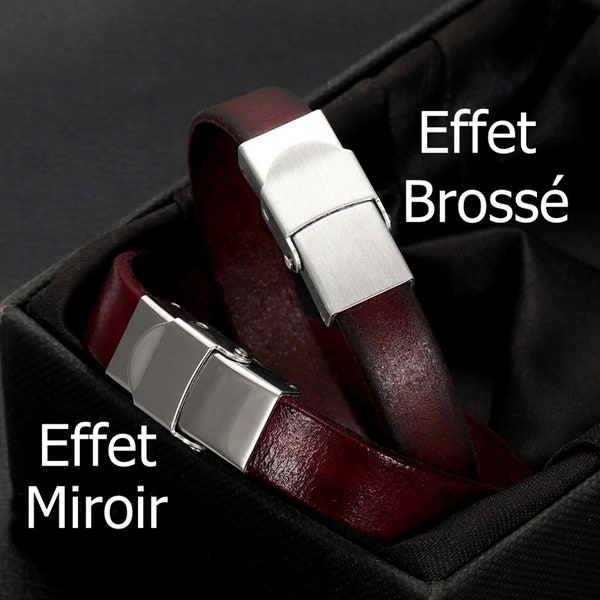 Fermoir clip griffe pour cuir du 05 au 16 mm de large effet miroir