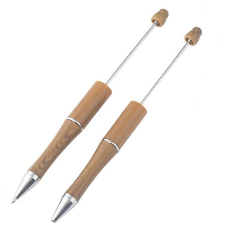 Customizable 15 cm Ballpoint Pen Metal and Synthetic Material for Beads Marron