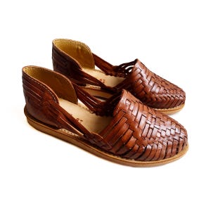 Mexikanische Huaraches Ledersandalen, Pyramidenbraun