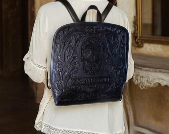 Hand Tooled Leather Backpack: Mexican Floral Handbag - Etsy display picture 1