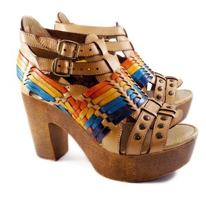 Huaraches mexicaines à plateforme en cuir, coloris Itzel