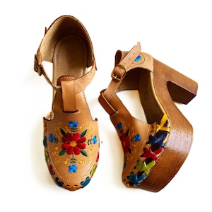 Huarache Sandale Frau, Plateau Heels Mexikanische Huaraches, Teresita Leder