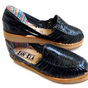 Huaraches sandals for women, leather Mexican Huaraches Sandals Mixtli Black