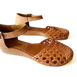 Huarache-Sandale für Damen, mexikanische Huaraches aus Leder Yatzil Braun