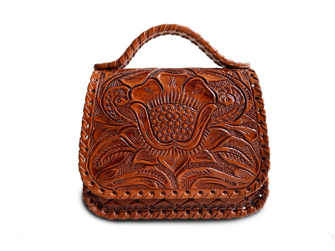 Abby Petite Tooled Leather Handbag - Black main image 1