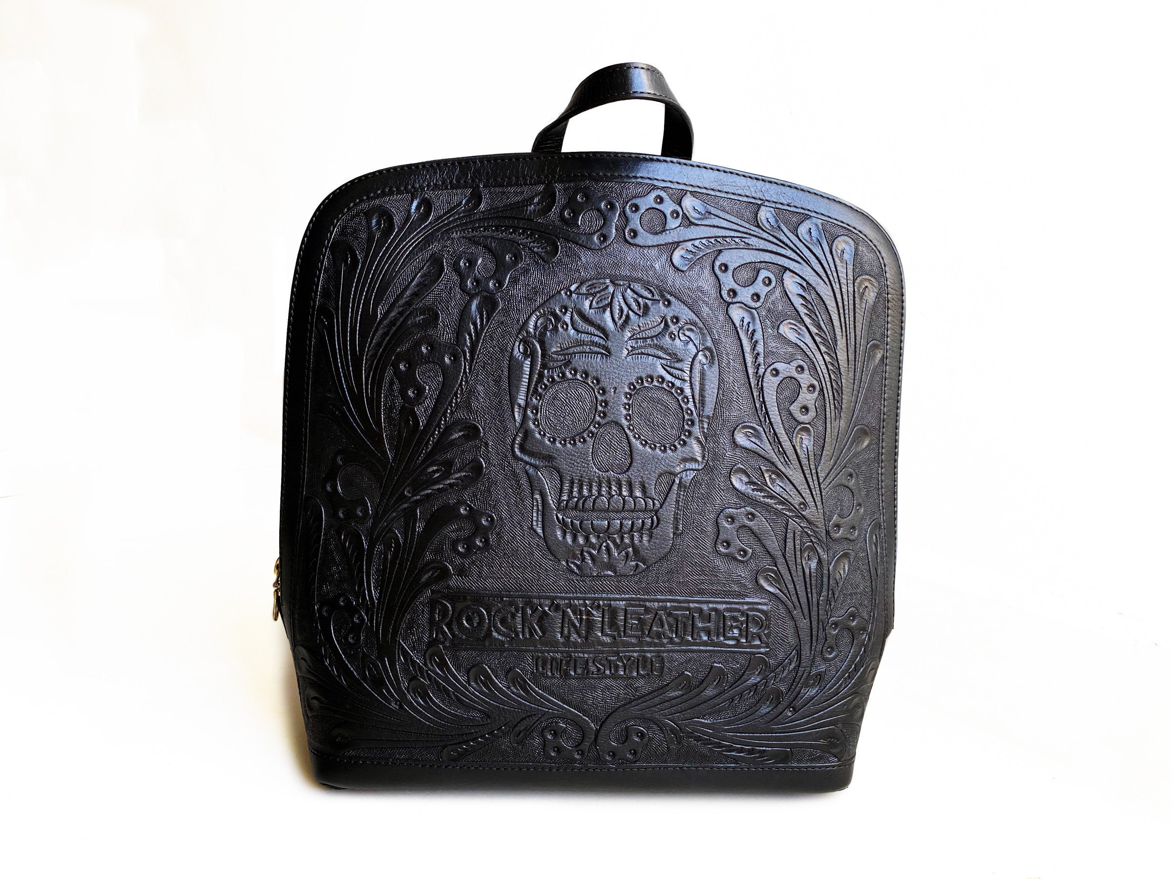 hand tooled leather backpack