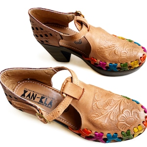 Huarache-Sandale für Damen, Leder, mexikanische Huaraches, Plateau-Absätze, Huaraches, Yatziri-geprägtes Leder