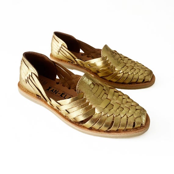 huarache sandals gold