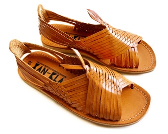 Huarache sandal woman, leather Mexican Huaraches, Wheat Spike Deluxe