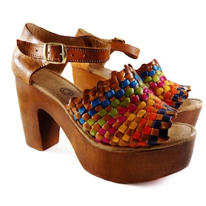 Huarache-Sandale für Damen, Leder, mexikanische Huaraches, Pums aus Leder, braune Farben