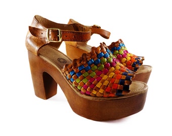 Huarache sandal woman, leather Mexican Huaraches, Pums Leather, brown colors