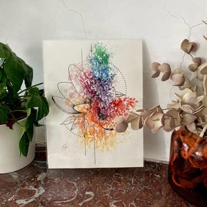 Iridescent flowers original drawing