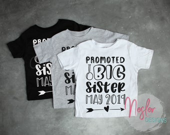 Promoted to Big Sister Toddler Tee Shirt, Short Sleeve T Shirt, Siblings, Group Shirts, Family Photos, Pregnancy Announcement Shirt